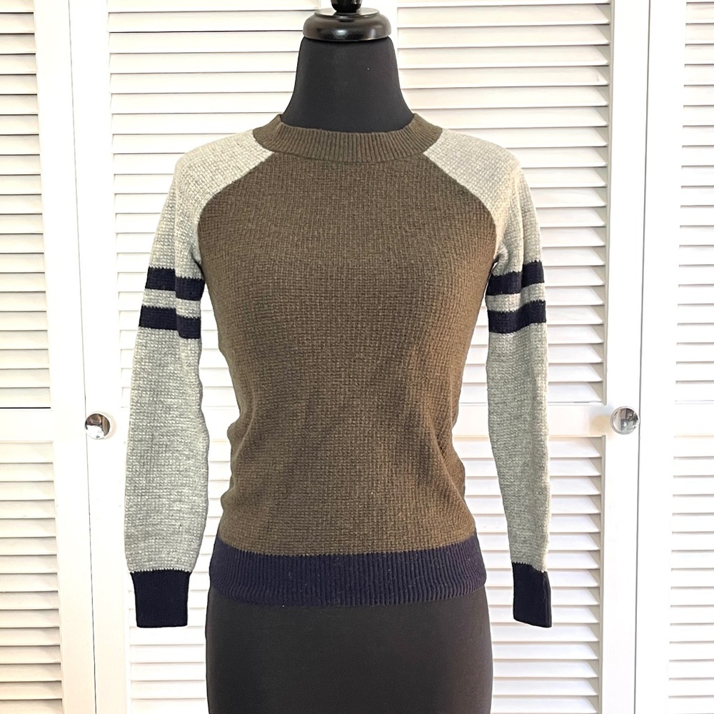 J. Crew Olive and Gray Sweater